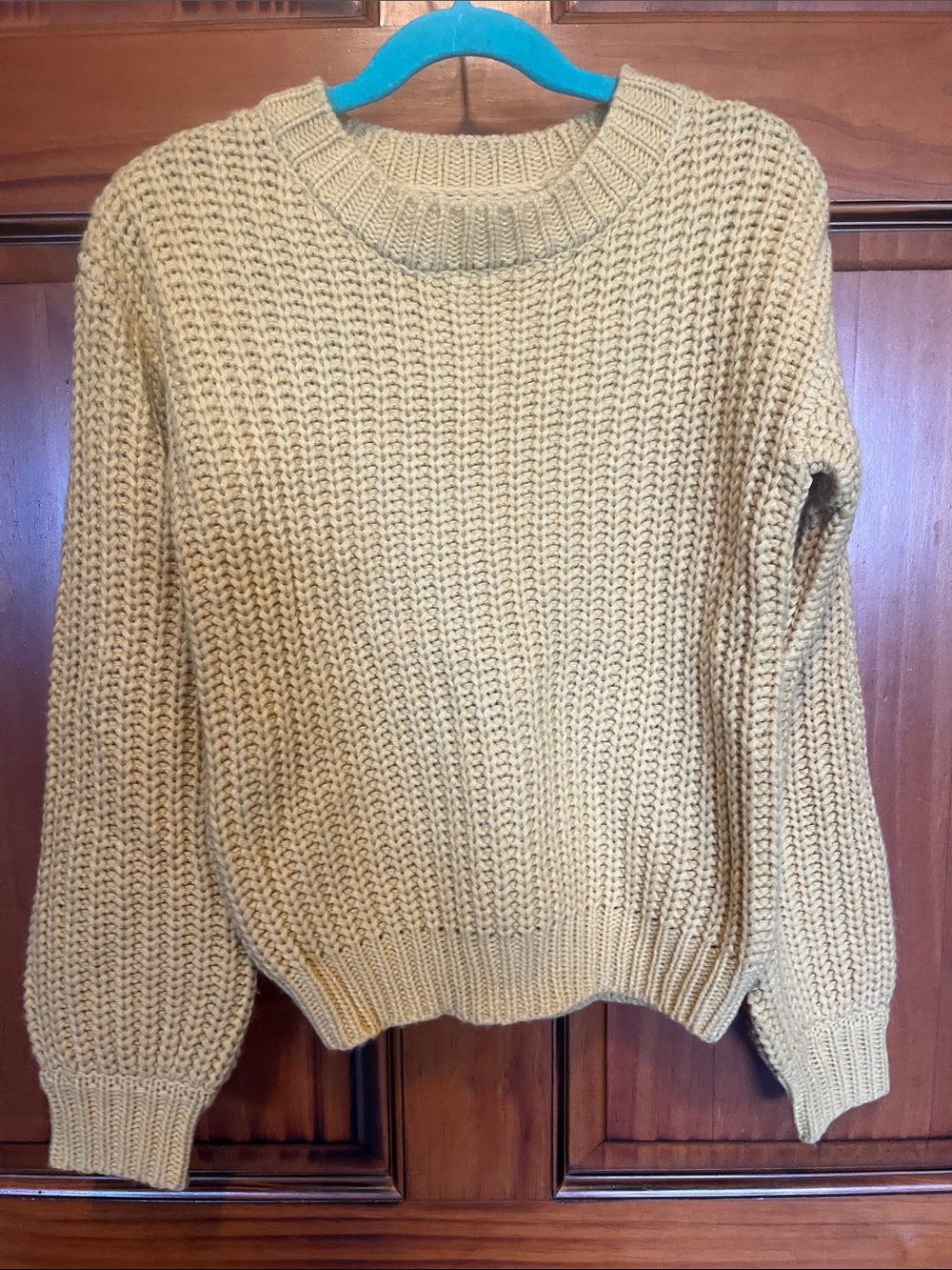 Cozy Chunky Knit Crewneck Sweater - Mustard kids size small